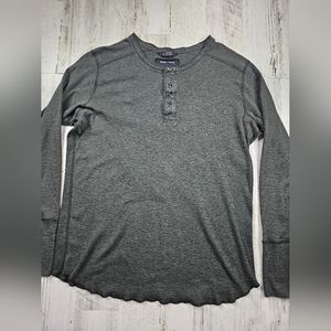 Wings + Horns Long Sleeve Dark Green Henley Shirt Men's Size L